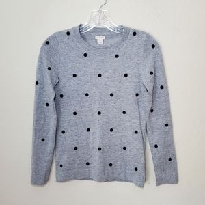 J.  Crew Factory Grey Wool Blend Polka Dot Sweater
